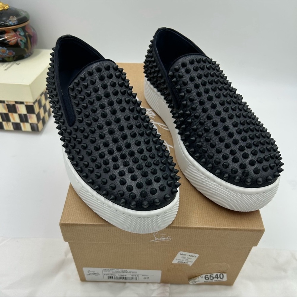 Men’s Christian Louboutin spike boat slip on sneakers size 42 made in Italy